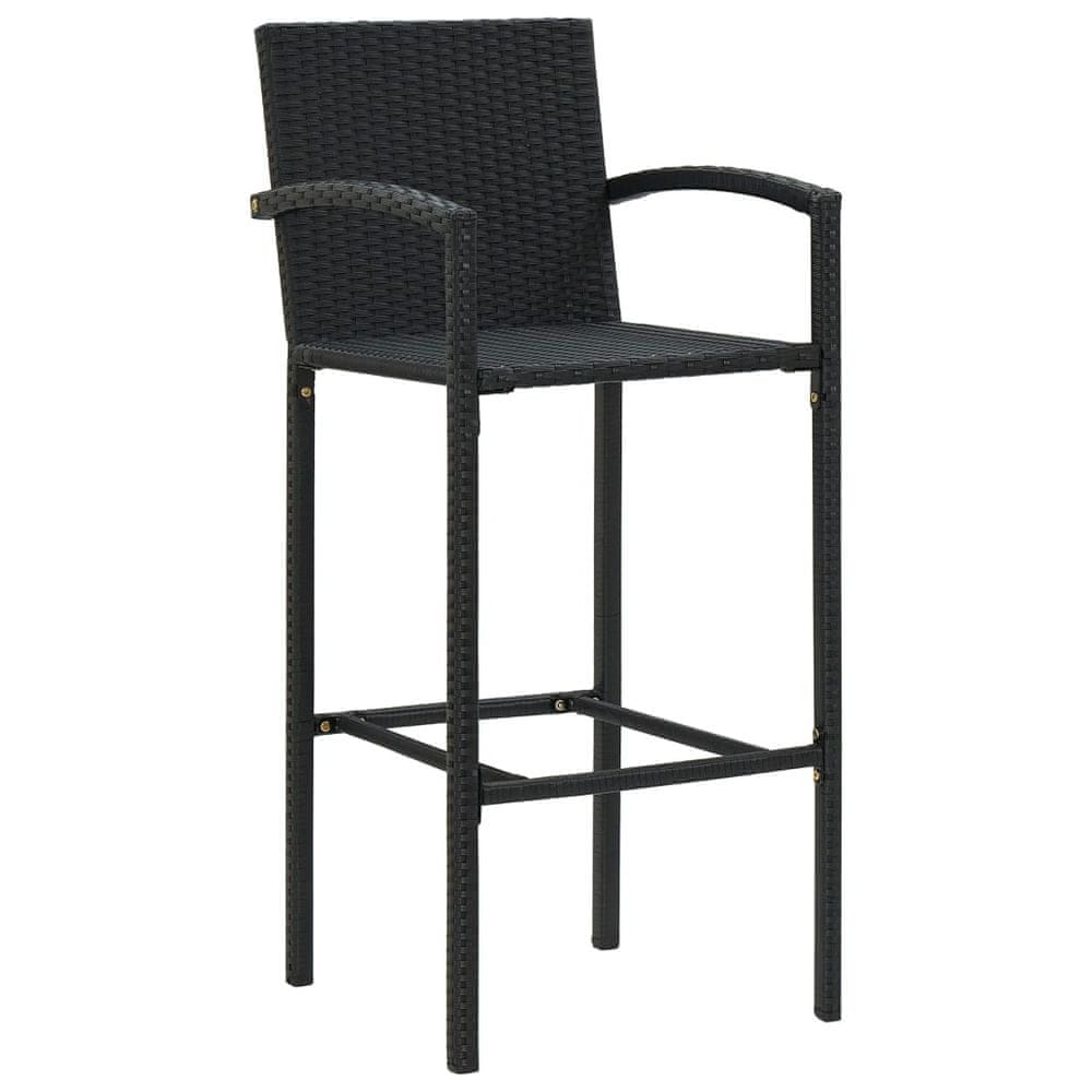 Vidaxl Barové stoličky 4 ks, čierne, polyratan